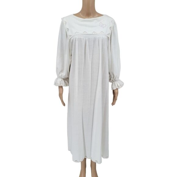 Papillon Paula Carbone Neiman Marcus Grandmacore Nightgown White Long Sleeve - Picture 1 of 16